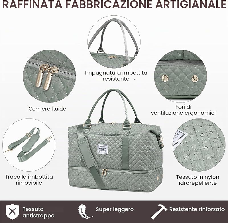 Borsone da Viaggio Donna Borsa Palestra Donna Bagaglio a Mano Easyjet Cabin Bag Weekend Travel Duffel Gym Bag con Organizer Valigia Grande Borsa Parto Ospedale Mamma Nascita per Aereo Fitness