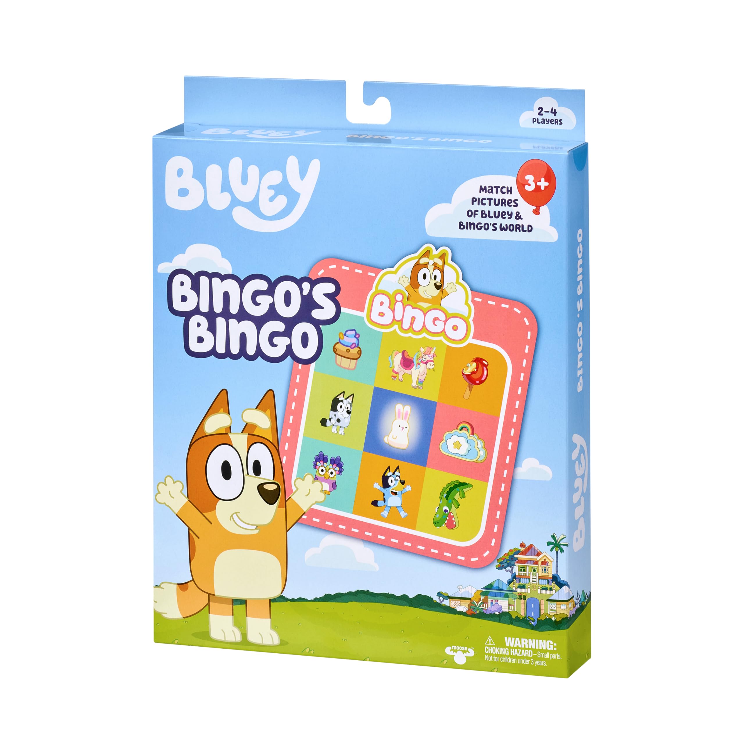 Bluey Bingo's Bingo Card Game: 4 Double-Sided Bingo Cards, 48 Bingo Chips, 12 Bingo Scoring Chips and 36 Calling Cards Official Merchandise