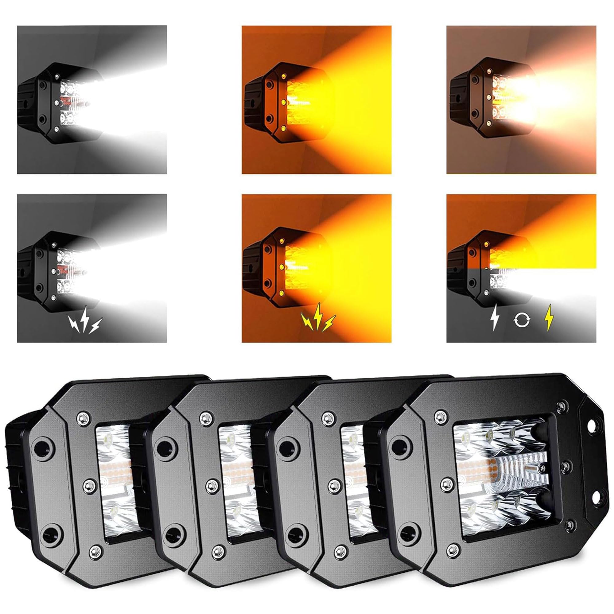 ASLONG 4PCS 5Inch LED Flush Mount 6 Modes