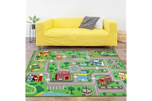 Capslpad Kids Play Rug for Playroom 5.2x3.3 ft Town City Road Map Car Mat Play Mat Educational Learning Carpet Area Rug for B