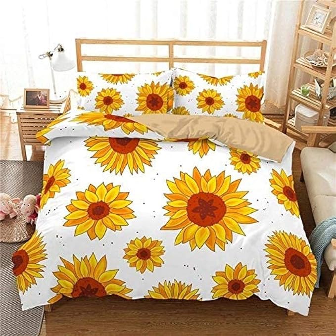 liangh Bedding Cotton Sunflower Bedding Set 3D Flower Printed