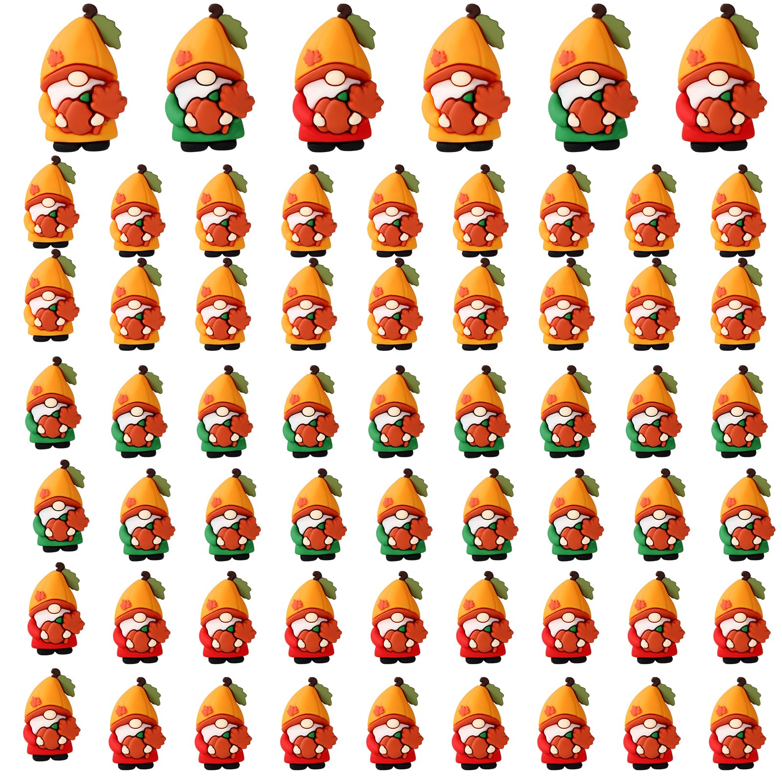 60pcs Mini Fall Gnomes Figurines, Lovely Small PVC Miniature Gnomes Statues Autumn and Thanksgiving Themed Designs for Table Sofa Bookcase Shelf Tiny Ornaments