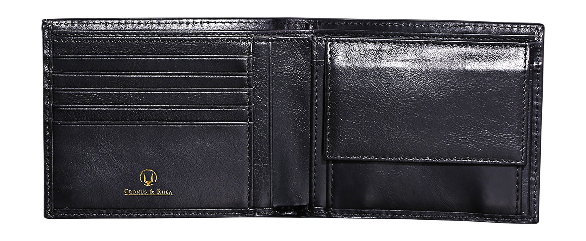 Cronus & Rhea - Wallet with Coin Pocket Made of Leather (Plutus) - Wallet Money Clip Puch - with Gift Box | Men Women (Black)