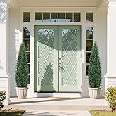 LIETENACO 4FT UV Resistant Artificial Cedar Tree, Outdoor Artificial Plants Potted Fake Shrubs, Artificial Topiary Trees for Front Porch Decorations Outdoor, Faux Bushes for Planters (Set of 2)