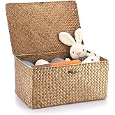 Amazon.com: Hipiwe Wicker Storage Bins with Lid Handwoven Rattan ...