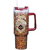 Spoontiques Solemnly Swear 40oz Glitter Acrylic Travel Mug - Double Wall Acrylic with Sliding Lock Travel Lid and Straw - 11" Tall