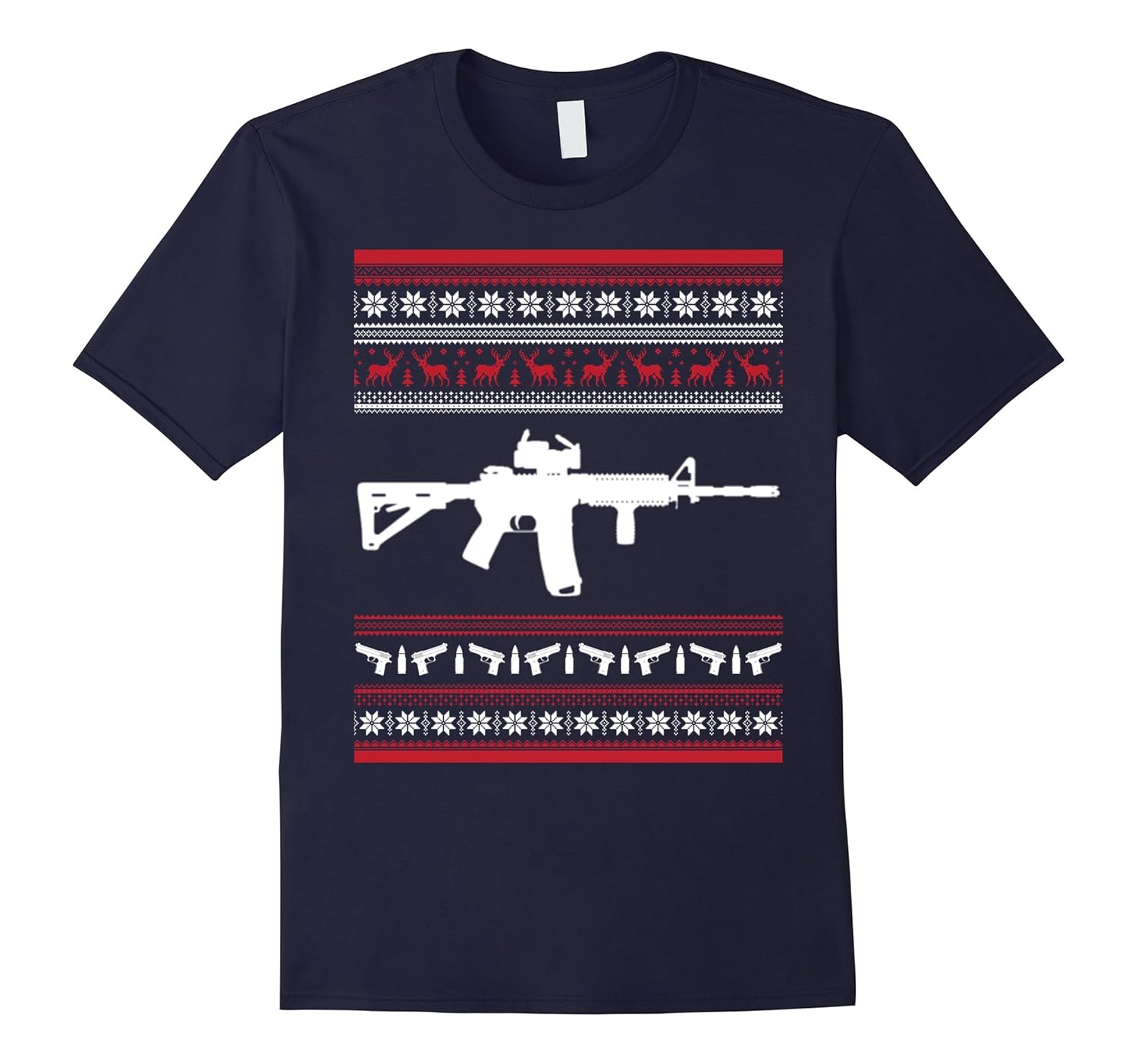 Gun AR 15 Noel Ugly Christmas Sweater T-shirt-Rose