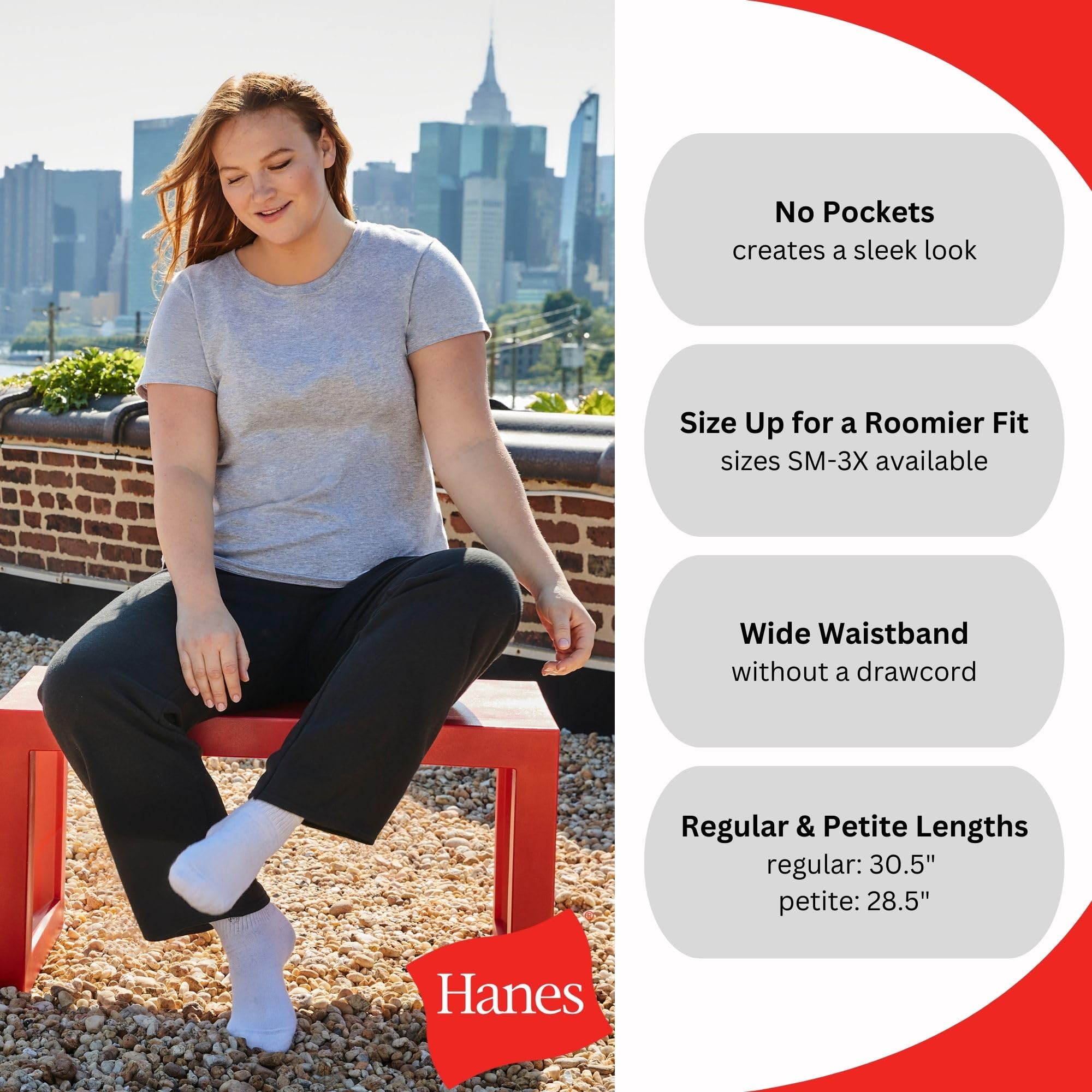 Hanes Women's Sweatpants, EcoSmart Fleece, Pocketless Open-Bottom Sweatpant, Regular & Petite