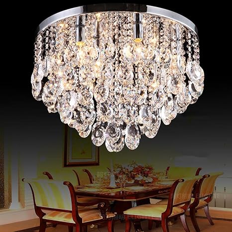 Diy Familymodern Crystal Ceiling Lamp Round Pendant Light