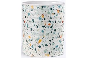 LEAZUL Kitchen Utensil Holder,7.2″Extra Large Stable Terrazzo Marble Pattern Ceramic Utensil Crock,Utensil Organizer for Countertop,Kitchen Decor,Utensil Holder for Housewarming,Wedding Gift Blue