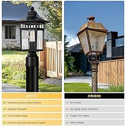 APOTO Dusk to Dawn Outdoor Post Lights, Waterproof