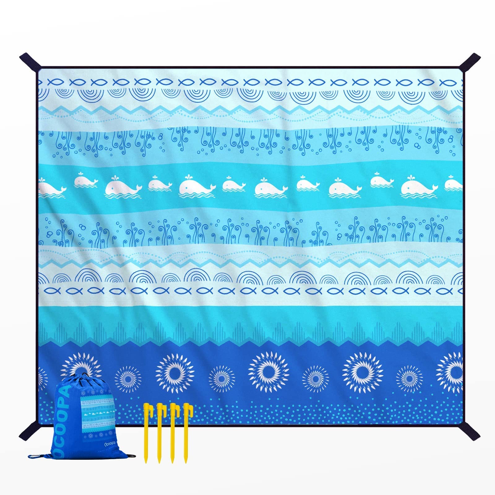 OCOOPA Beach Blanket Waterproof Sandproof, 10'X 9' Extra Large, Soft and Sturdy, Sand Free, Light Weight and Portable, Perfect for Travel Camping, Beach Vacation Image