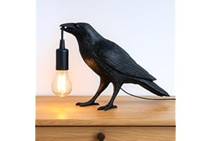 MARSRUT Crow Lamp Holding Light Bulb, Raven Bird Halloween Table Lamp Home Decor, Dark Academia Gothic Styling, Victorian Lifelike Novelty Animal, for Bedside Bedroom Living Room Desk Floor, 11.6 x 6.9 inches
