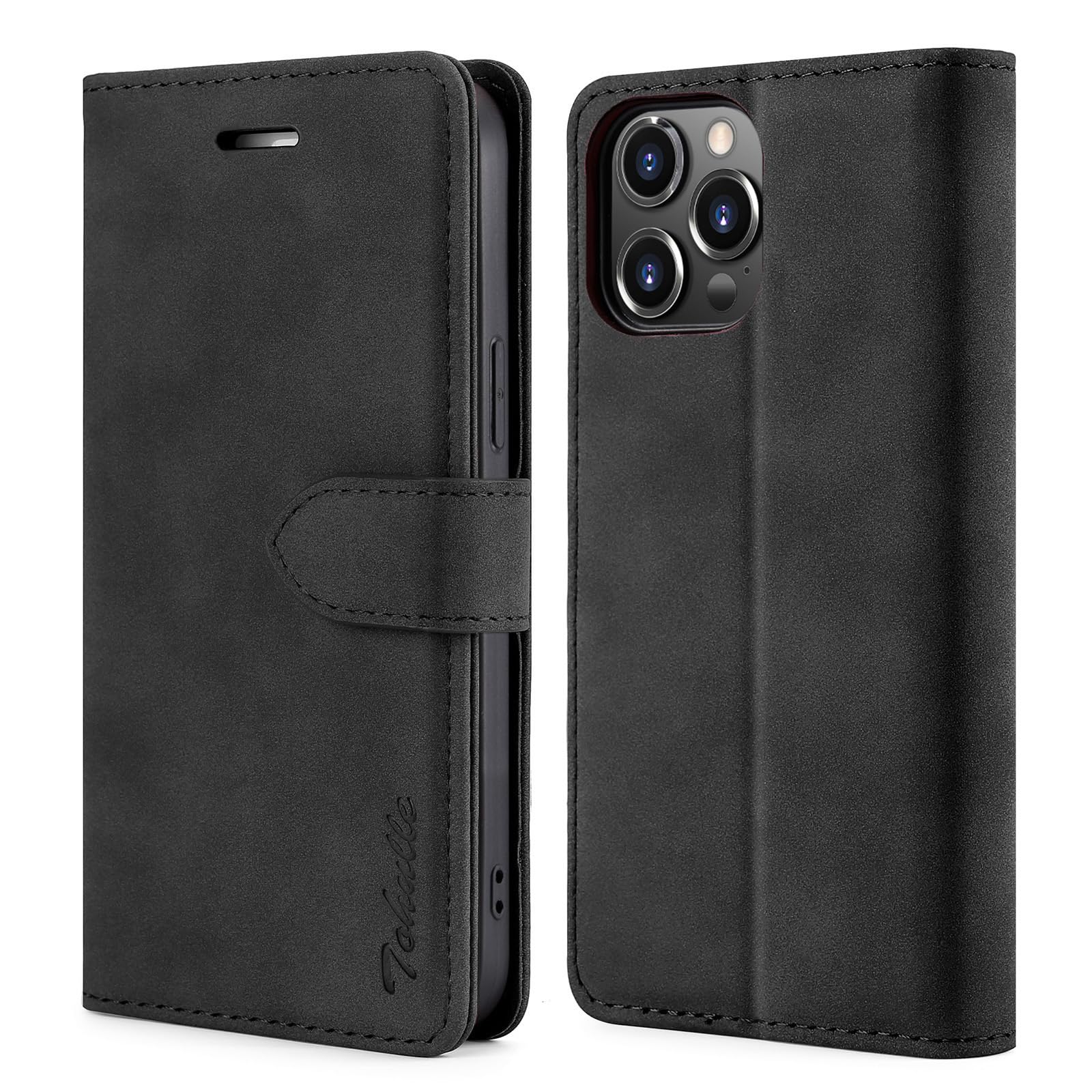 TOHULLE Case for iPhone 15 Pro Max, Premium PU Leather Wallet Case with Card Holder Kickstand Magnetic Closure Flip Folio Case Cover Compatible with iPhone 15 Pro Max - Black — image 1