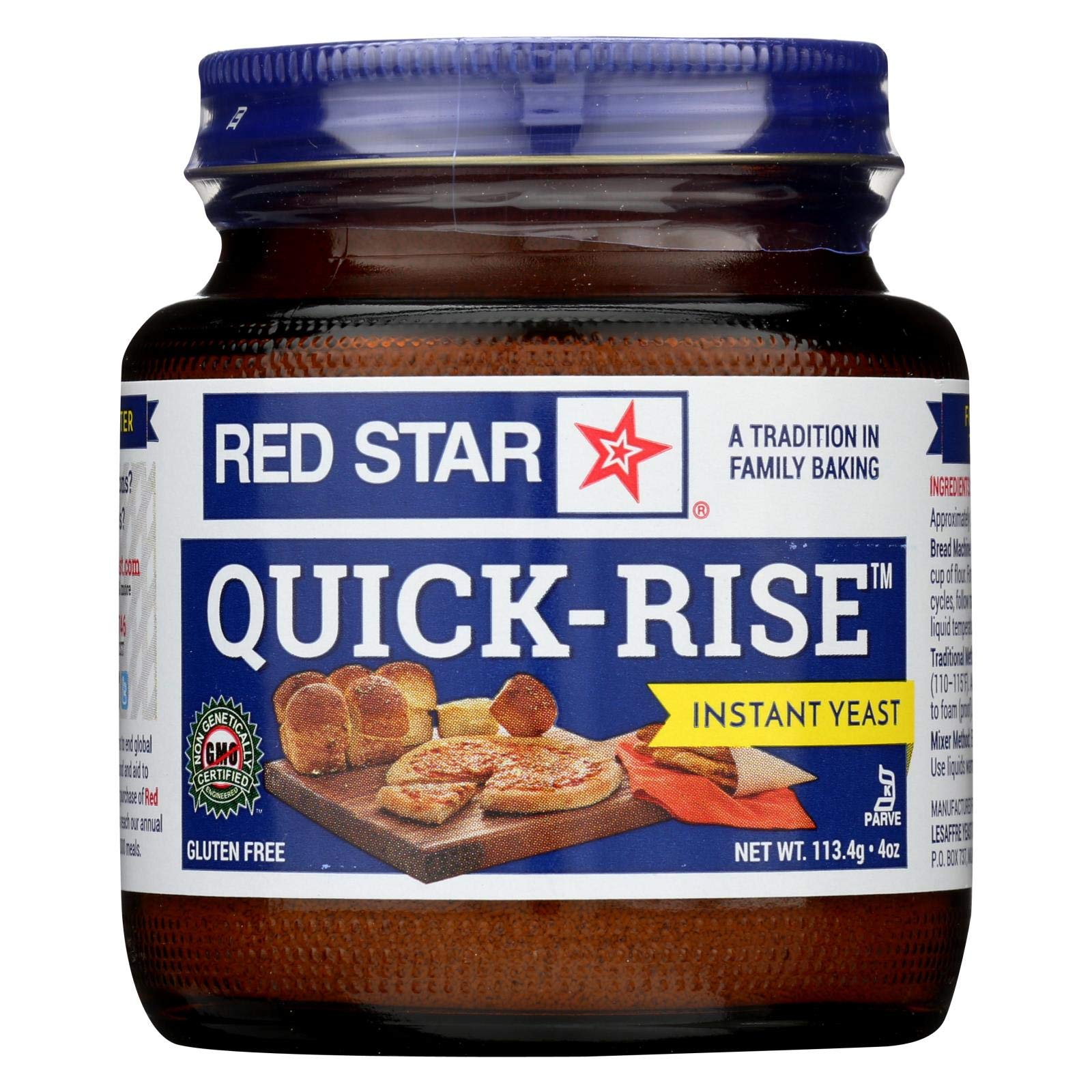 RED STAR NUTRITIONAL YEAST, QUICK RISE, Pack of 12, Size 4 OZ - No Artificial Ingredients Dairy Free
