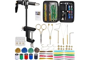 QualyQualy Fly Tying Kit with Fly Tying Vise Bobbin, Scissors, Whip Finisher, Complete Fly Fishing Tools Set for Beginners & 