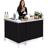 GoBar Portable Double Bar Table Set - Mobile Bartender Station for Events - Includes Carrying Case - Standard or LED