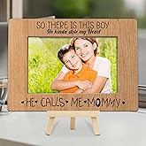Cazhes Boy Mom Picture Frame, Family Photo Frame, Mother Gifts from Son for Desk Decor, Mothers Day Birthday Gift for Home Office Decors (A01)