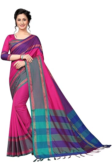 Womens Sana Silk Saree With Blouse Piece