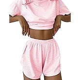 Kistore Summer 2 Piece Pajamas Sets Short Sleeve Sleepwear Pjs Lounge Split Short Sets