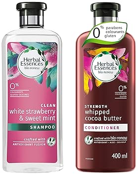 Herbal Essences Bio: Renew White Strawberry And Sweet Mint Shampoo, 400 Ml With Herbal Essences Bio:Renew Whipped Cocoa Butter Conditioner,400 Ml