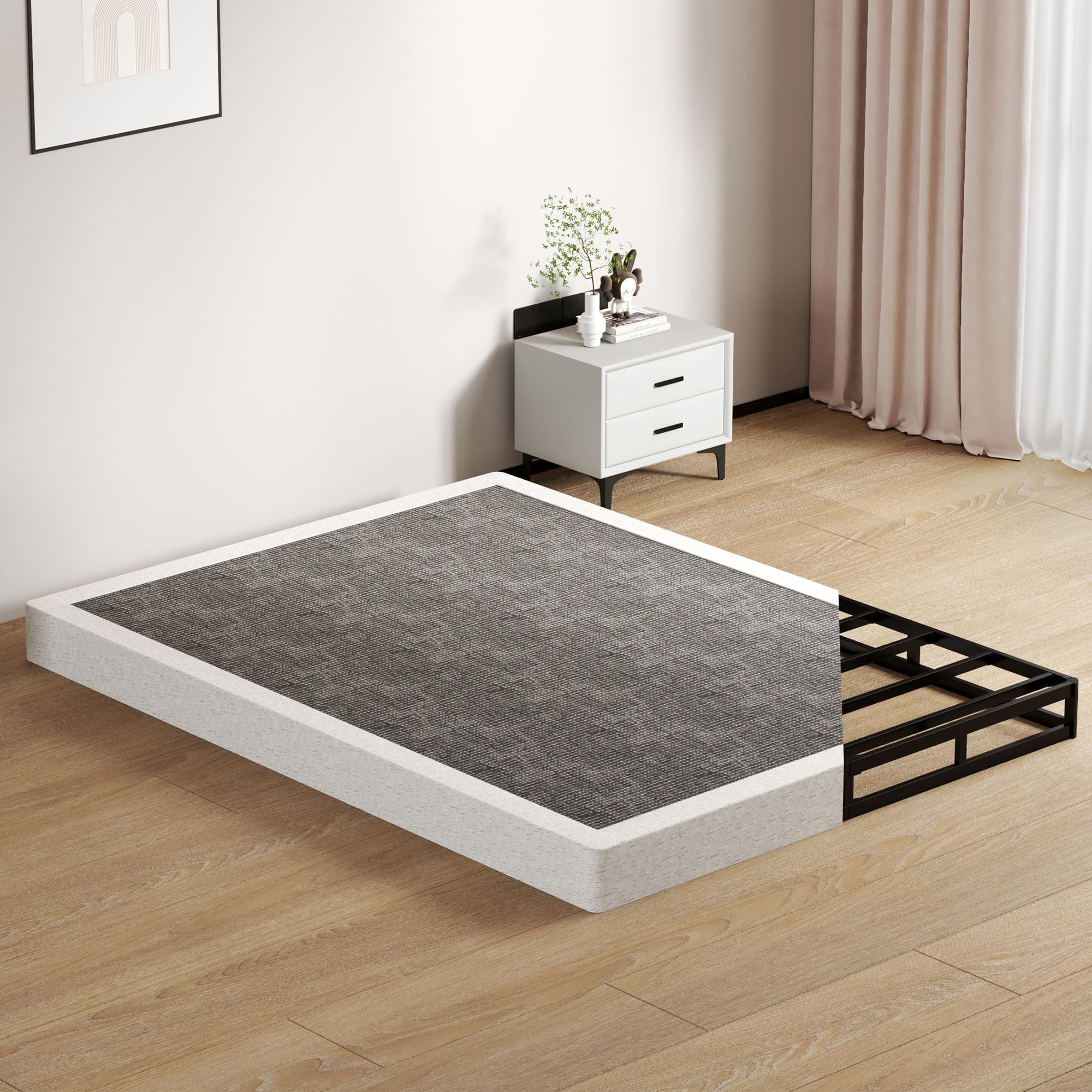 Photo 1 of *missing hardware*SHOANED King Size Box Springs - 5 Inch Low Profile Mattress Foundation No Noise Heavy Duty Metal Basics Bed Base with Clean Fabric Cover, Easy Assembly