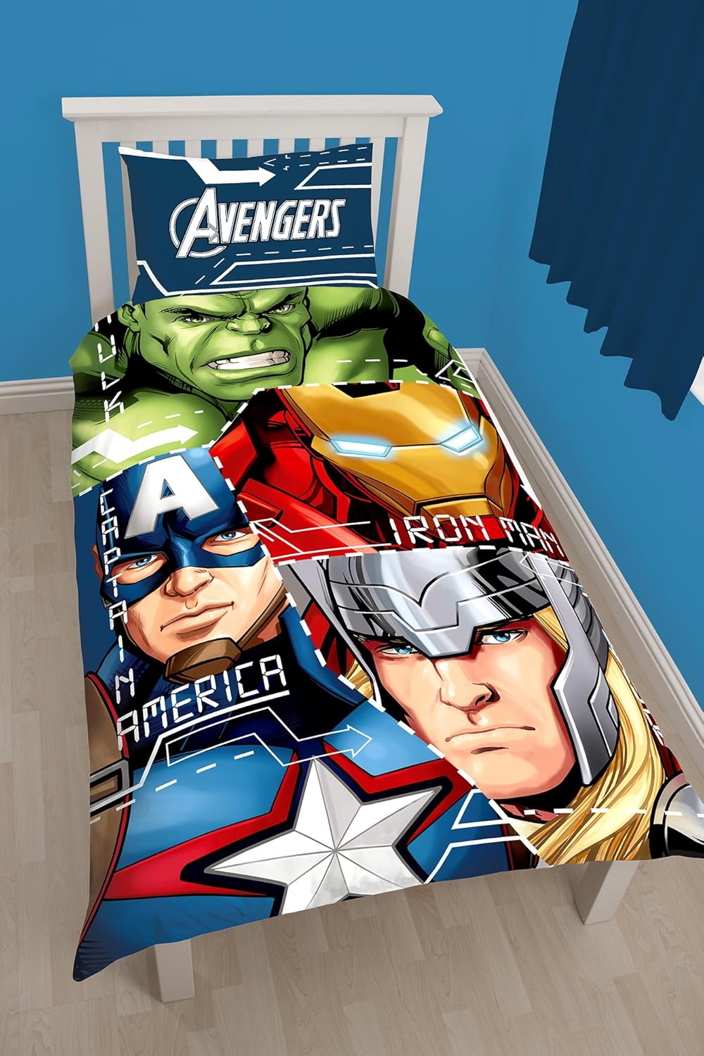 Marvel Avengers 'Tech' Single Duvet Set Large Print Design Amazon.co
