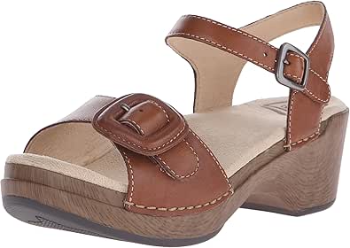 Amazon.com | Dansko Women's Sue Cognac Full Grain Wedge Sandal | Platforms & Wedges