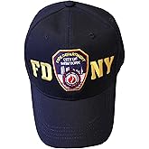 Artisan Owl NY Fire Department-Inspired Baseball Cap, Blue with Gold Letters