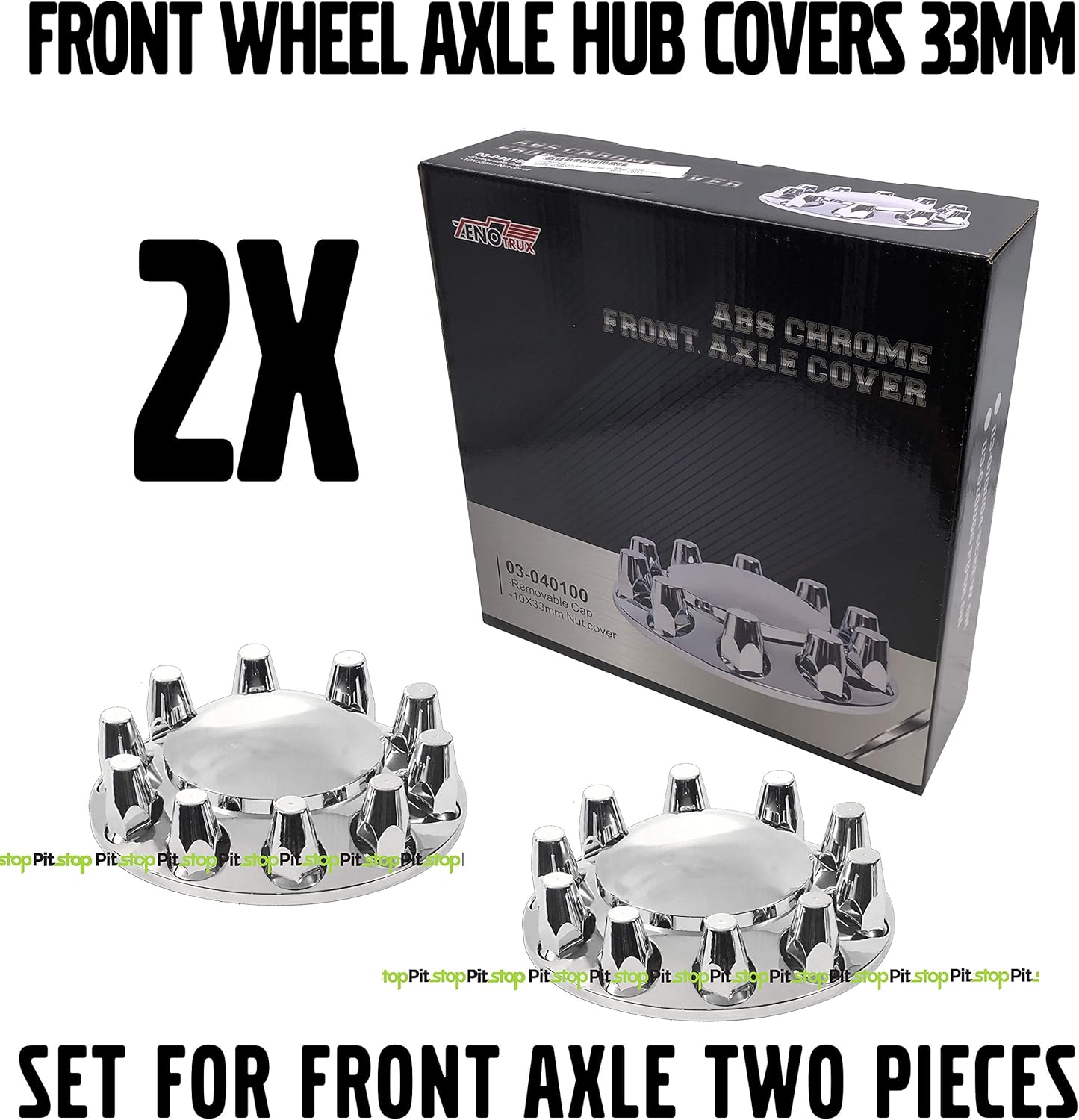 Chrome Plastic Semi Truck Front Wheel Axle Hub Covers 33mm Removable