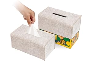 LOTTELI KITCHEN 2 Pack Tissue Box Cover - Decorative Tissue Box Holder - Modern Felt Tissue Box Cover Rectangle - Medium Size - Oatmeal