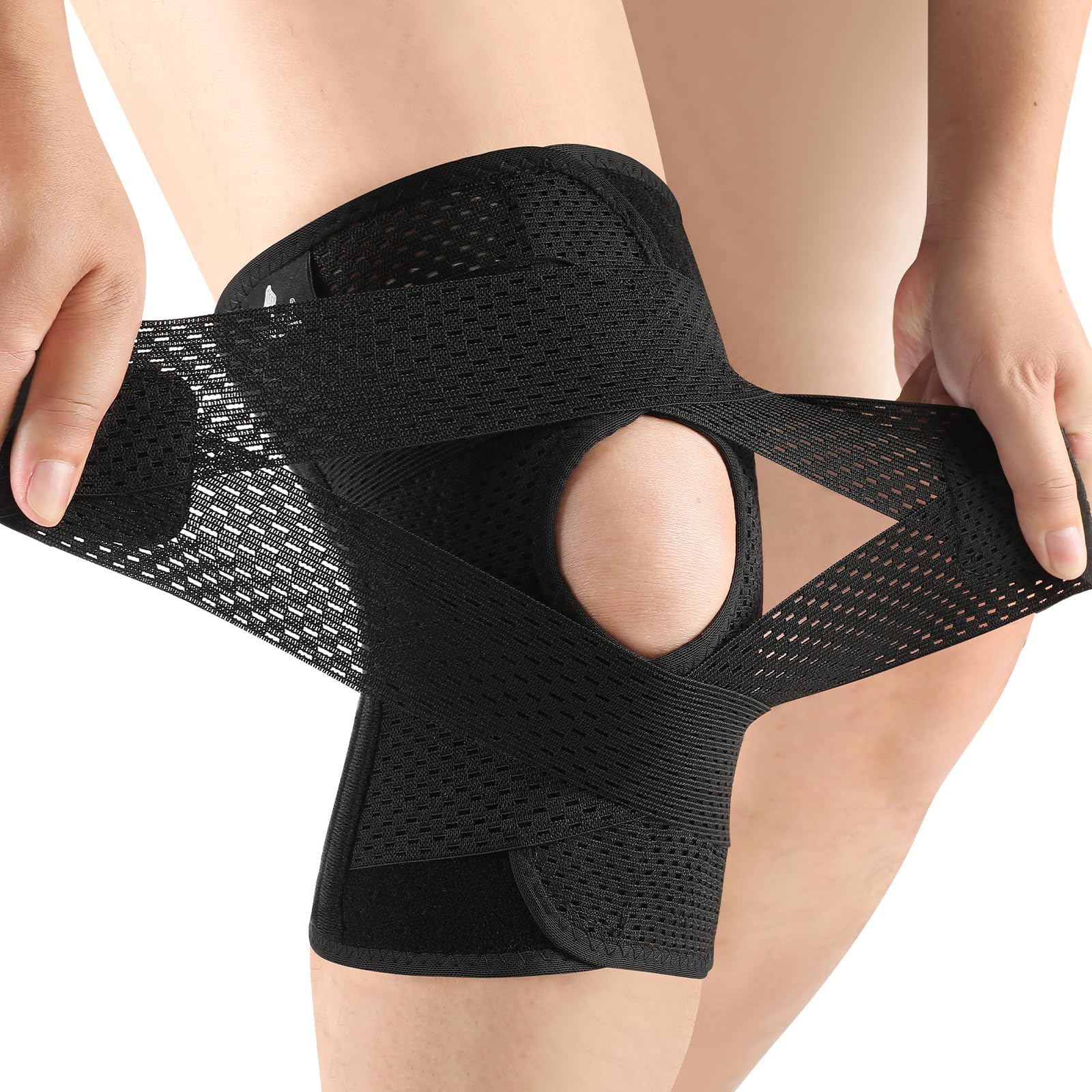 Photo 1 of NEENCA Knee Brace for Knee Pain, Compression Knee Support with Air Mesh Fabric, Adjustable Knee Wrap with Side Stabilizers, Ultra-Soft Bandage for Sports, Running, Meniscus Tear, ACL, Arthritis Relief