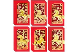 36Pcs Chinese New Year Red Envelopes 2026, Red Envelopes Chinese Horse, Red Pocket Red Packet Lunar New Year Envelopes Chines