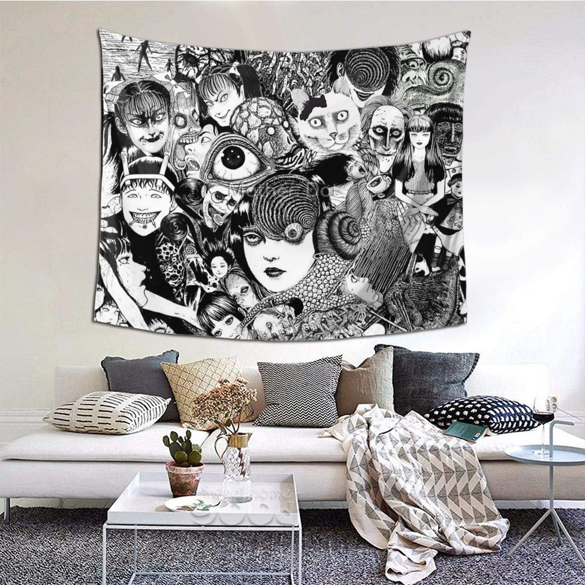 Snanna Tomie Junji Ito Tapestry Wall Hanging, Tapestries Wall Blanket Wall Art for Living Room Bedroom Home Decor 60 X 40 Inch