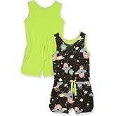 Amazon Essentials Girls and Toddlers' Knit Sleeveless Rompers (Previously Spotted Zebra), Pack of 2
