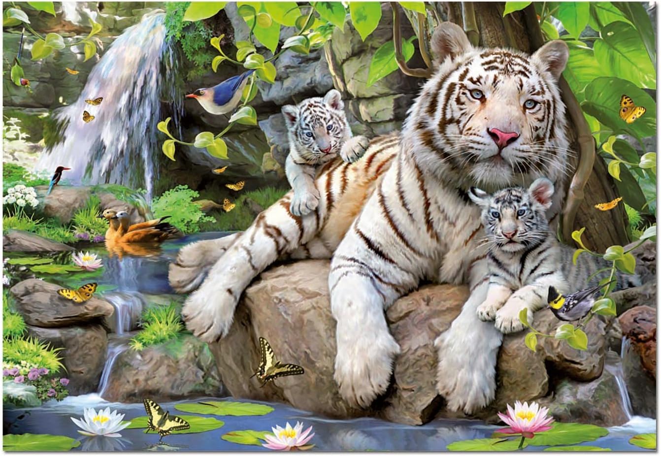 KD Toys Educa Borras 14808 "Bengal White Tigers Puzzle (1000-Piece), Mehrfarbig, 68 x 48 cm - Image 3