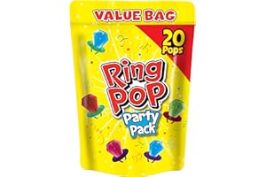 Ring Pop Candy, Christmas Lollipops, 20 Ct Party Favors in Assorted Fruity Flavors - Full Size, Bulk Variety Pack, Individually Wrapped Hard Candy For Stocking Stuffers, Holiday Gifts
