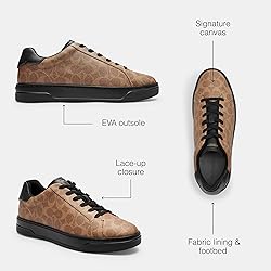 COACH Men's High Line Sneaker, Khaki/Black, 10.5