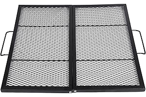 Lineslife Square Fire Pit Cooking Grill Grates, Folding Outdoor Campfire BBQ Grill Rack with Handles, Portable Outside Camping Gear Cookware and Accessory, 30 Inch