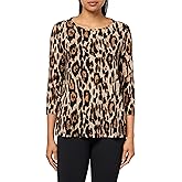 Ali Miles Women's Printed Knit Mesh Round Neck Tunic