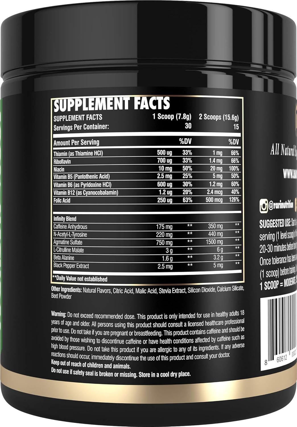 RARI Nutrition - Infinity Pre Workout Powder - Natural Preworkout Supplement for Men and Women - Keto and Vegan Friendly - No Creatine - 30 Servings - (Strawberry Lemonade): Health & Personal Care