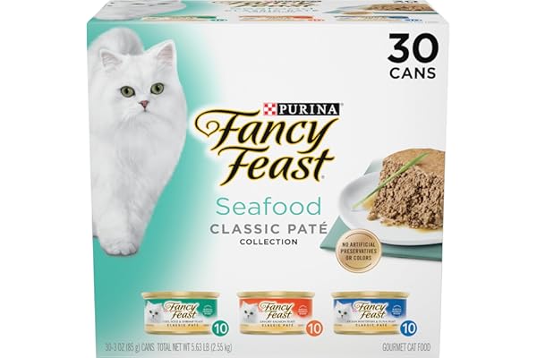 Purina Fancy Feast Seafood Classic Pate Variety Pack, 3 oz Cans, 30-Pack