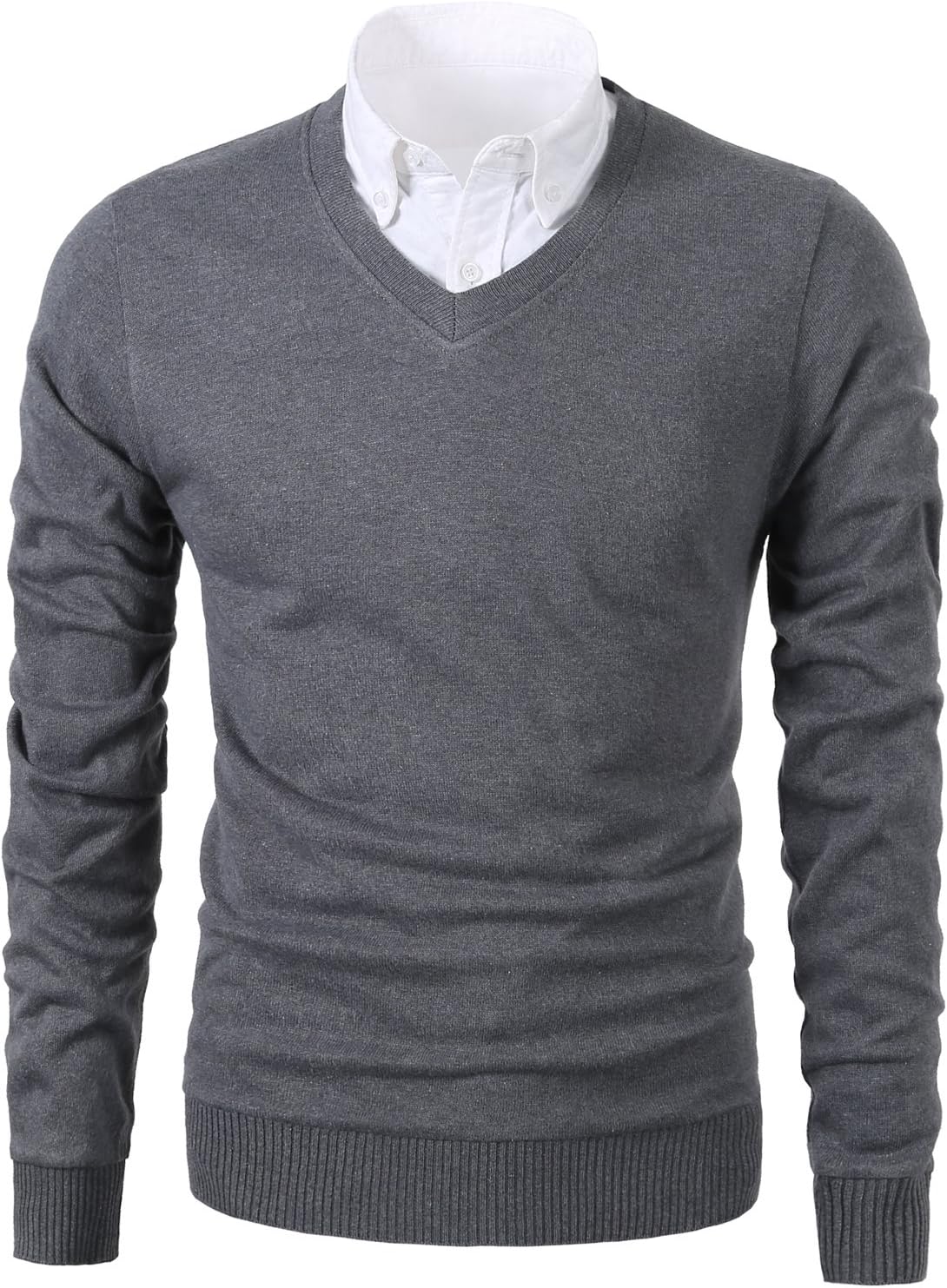 Mesahara Mens Casual Slim Fit Knit V-Neck Pullover Sweater