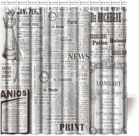 Amazon Sxchenシャワーカーテン芸術的古い新聞ニュース広告防水ポリエステルバスカーテン 72 X80 ピンク シャワーカーテン ホーム キッチン オンライン通販