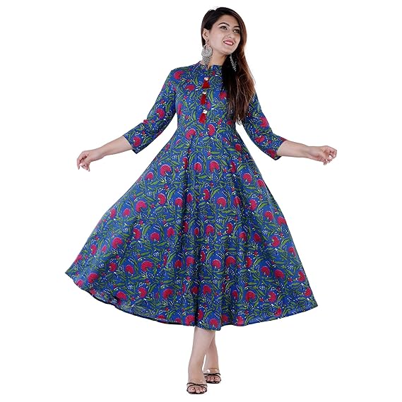 Women's Cotton Printed Casual Wear Anarkali Kurti
