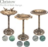 CHRISTOW Plastic Resin Bird Bath Round Pedestal Victorian Style Grey 60cm view 7