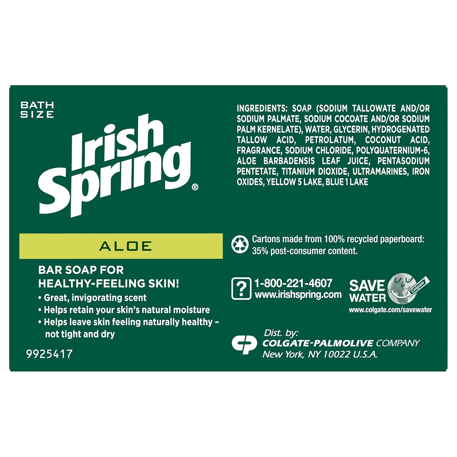 Irish Spring Aloe Vera Moisturizing Bar Soap, 44.4 Oz: Prime Pantry