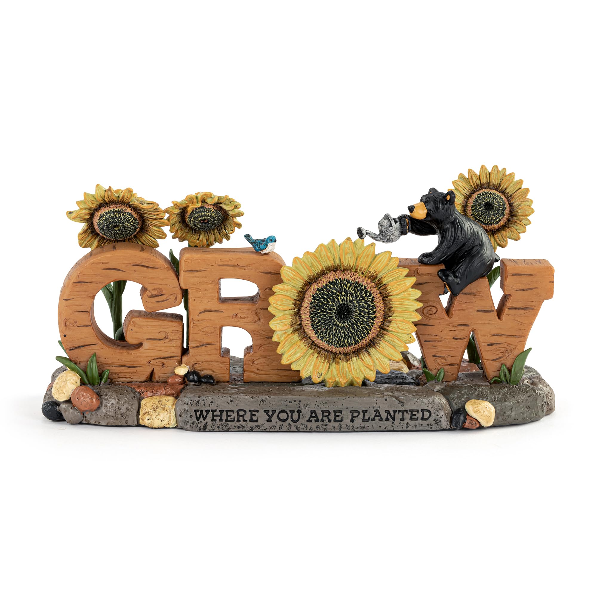 Photo 1 of DEMDACO Black Bear - Grow Where You are Planted - 8 x 4 Inch Hand-Cast Resin Tabletop Figurine