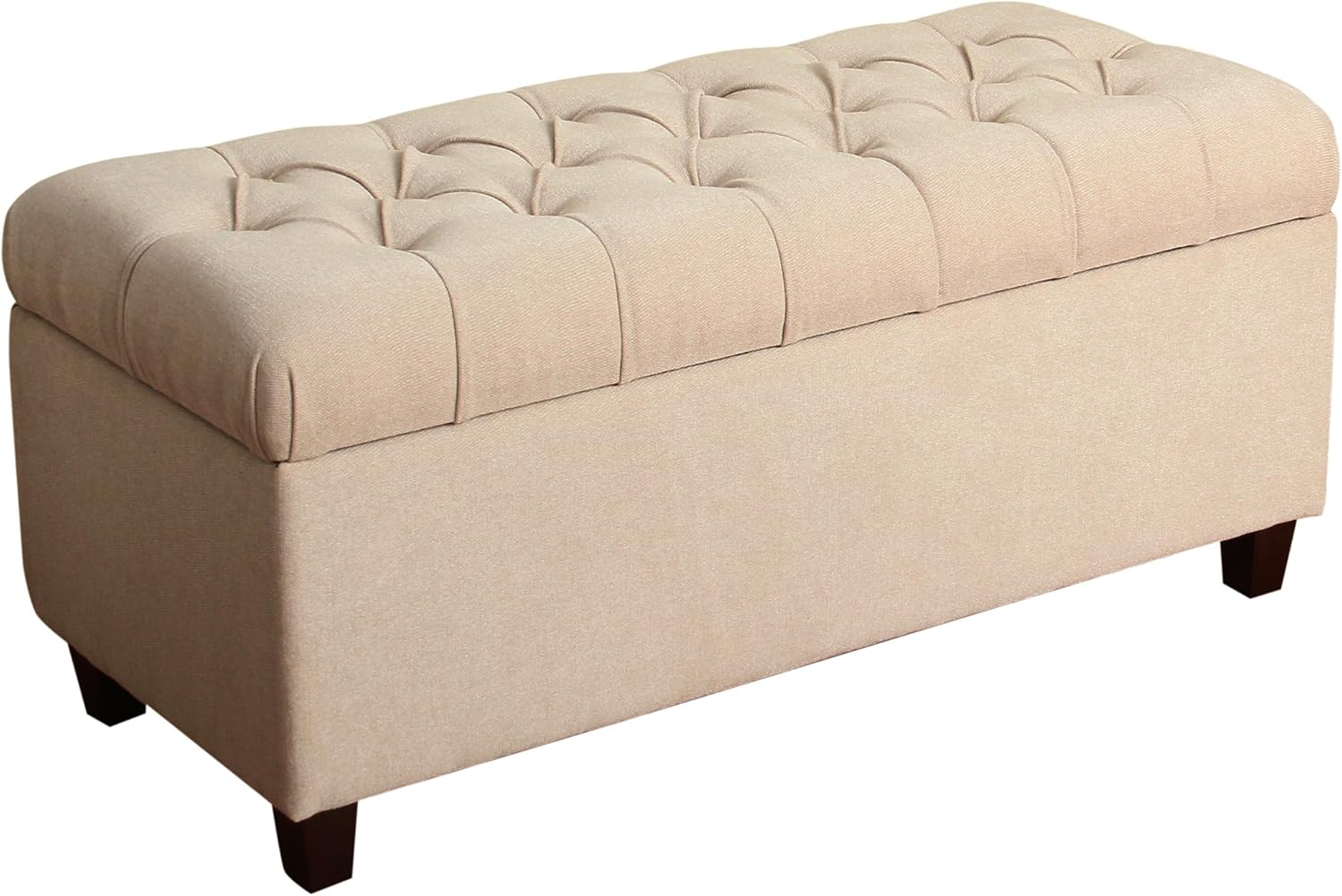 POP Home HomePop Ainsley Linen Button Tufted Storage Bench with Hinged