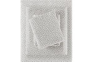 True North by Sleep Philosophy Flannel Sheets Queen Size, Cozy 100% Cotton Flannel Bed Sheets, Ultra Soft Cute Sheet Set, Novelty Print Themed Cold Weather Warm Bedding Set, Grey Dots 4 Piece